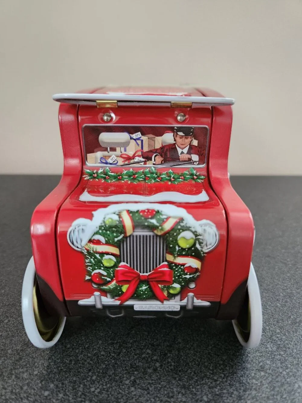 Biscotti Chiostro Di Saronno Empty Tin Cookies Amaretti Crunchy Retro Truck